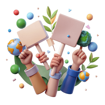 dramatic creative Hands Holding Signs Environmental Protest Isolated high quality png