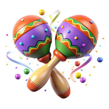 beautiful traditional Maracas Shaking Motion Blur Bright Colors Transparent Background high resolution png