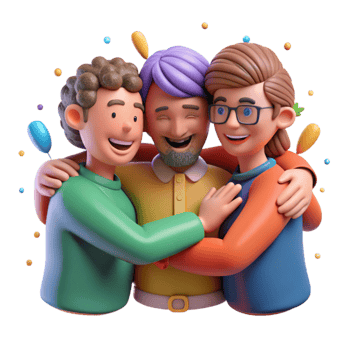 elegant vintage Group Hugging and Smiling Together Cutout high quality png