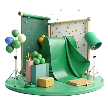vibrant rustic Green Screen Studio Setup Isolated Element exclusive png