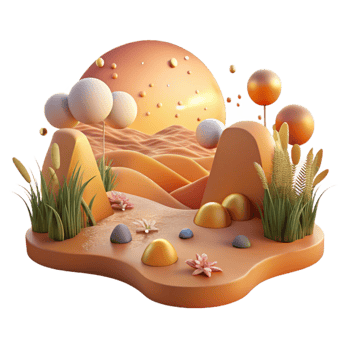 elegant artistic Grassland Sunset Panorama Cutout with Warm Hues original png