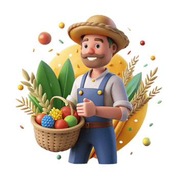 magnificent abstract Local Farmer with Harvest Isolated Warm Sunlight png