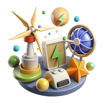 dramatic abstract Renewable Energy Icons Set on Transparent Background original png