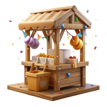 elegant vintage Local Farmers Market Stall Wooden Construction Transparent Background genuine png