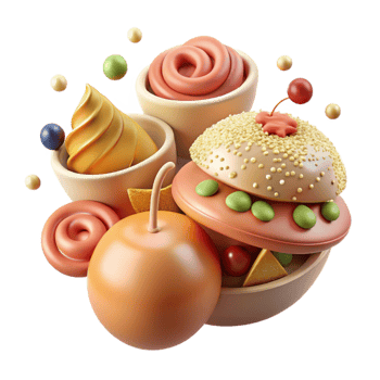 serene artistic High Key Lighting Food Photography Isolated professional png