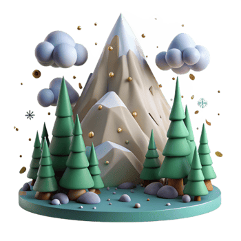 stunning abstract Mountain with Pine Trees with Transparent Background detailed png
