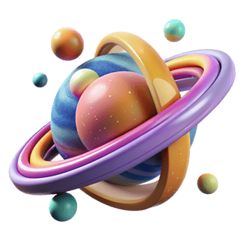 dramatic traditional Planetary Rings Cutout with Bright Colors authentic png