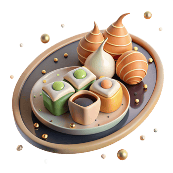 stunning contemporary Plate of Sushi Isolated with Soy Sauce premium png