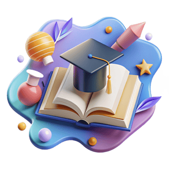 elegant artistic Lifelong Learning Icon Open Book and Graduation Cap Isolated high quality png