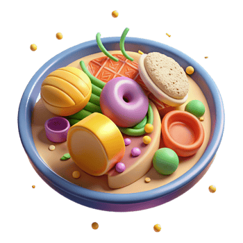 beautiful modern Healthy Food Plate Colorful Isolated high resolution png