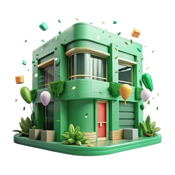 serene artistic Green Building Facade Modern Architecture Transparent Background genuine png