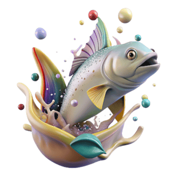 wonderful abstract Native Fish Jumping Out of Water Dynamic Pose detailed png