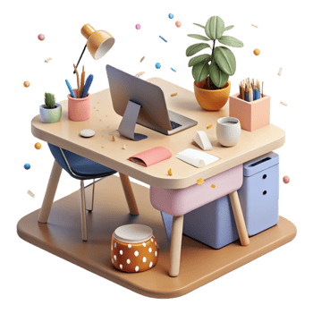 stunning artistic Modern Office Desk Collaboration Tools Transparent Background exclusive png