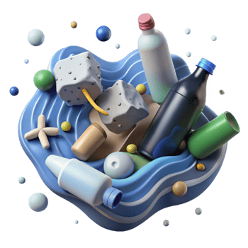 dramatic modern Ocean Pollution Plastic Bottles Isolated on White exclusive png