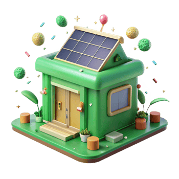 stunning minimalist Green Building with Solar Panels Transparent professional png