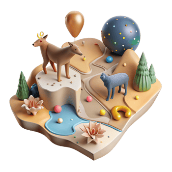 elegant classic Map with Animal Observation Markers Cutout original png