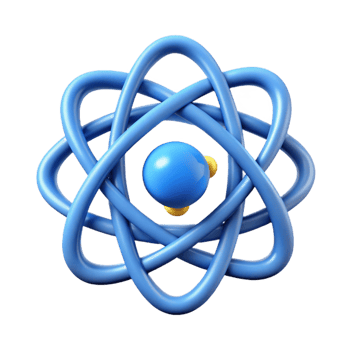 joyful exquisite Atom symbol badge, symmetrical. Clean lines, flat color, scalable with Scalable professional png