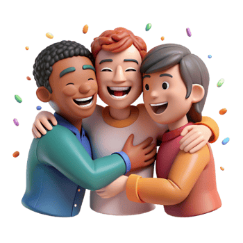 extraordinary artistic Group Hugging and Smiling Together Cutout professional png