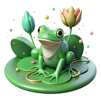 stunning creative Native Frog on Lily Pad Green Hues Transparent Background authentic png