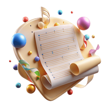 vibrant contemporary Music Score Handwritten Style with Transparent Background exclusive png