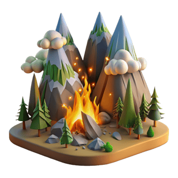extraordinary vintage Mountain Landscape with Forest Isolated with Dense Forest detailed png