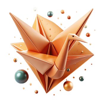 magnificent minimalist Orange Origami Crane Front View Cutout exclusive png