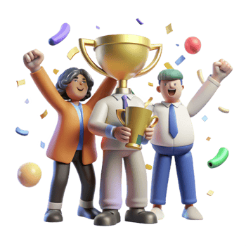 dramatic modern Group Holding Trophy Achievement Symbol Transparent Background detailed png
