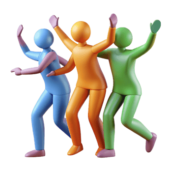hypnotic dramatic baroque Silhouette of a group of dancing people. Crisp edges, clean lines, flat color with Scalable Design. authentic png