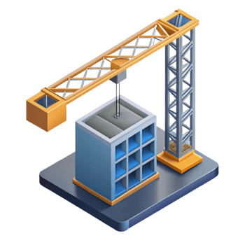 signature classic Isometric building crane. Crisp edges, single-weight stroke with Scalable Design. detailed png