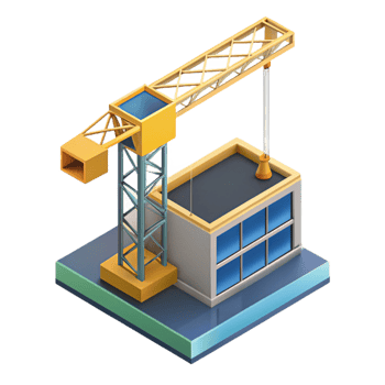 distinctive rustic Isometric building crane. Crisp edges, single-weight stroke with Scalable Design. sharp png