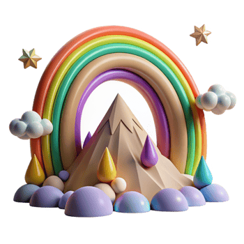 elegant traditional Rainbow Arching Over Mountains with Transparent Background and Vivid Colors premium png