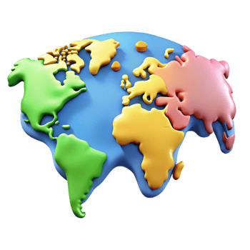 intense spectacular World map with highlighted continents in different flat colors. Crisp edges, clean lines with Scalable Design. crisp png
