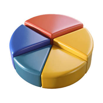 dramatic bold modern Pie chart divided into six equal segments. Flat color, single-weight stroke with Scalable Design. high resolution png