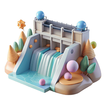 wonderful rustic Hydroelectric Dam Landscape Cutout Element original png
