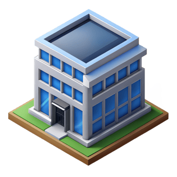 picturesque surreal Isometric office building with sharp edges and symmetrical design with Scalable Design. fine detail png