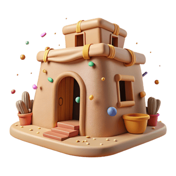 magnificent creative Mud Brick House with Earthy Tones Transparent Background high resolution png