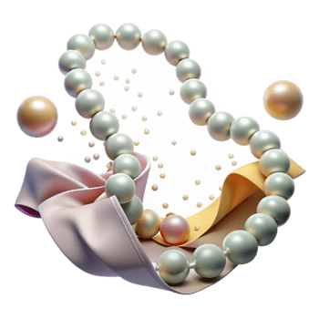 magnificent abstract Pearl Strand Necklace Isolated on White Background professional png
