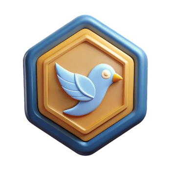 timeless bohemian Octagonal badge with a stylized bird. Single-weight stroke, flat color, clean lines with Scalable Design. flawless png