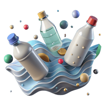 elegant modern Plastic Bottles Floating in Ocean Isolated high resolution png