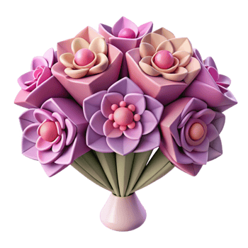 dazzling coveted Symmetrical flower bouquet with geometric shapes. Clean lines, with Scalable Design. png
