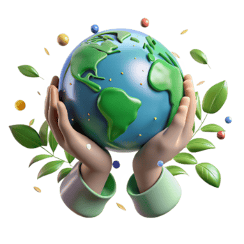 wonderful traditional Hands Holding Globe with Green Leaves Cutout authentic png