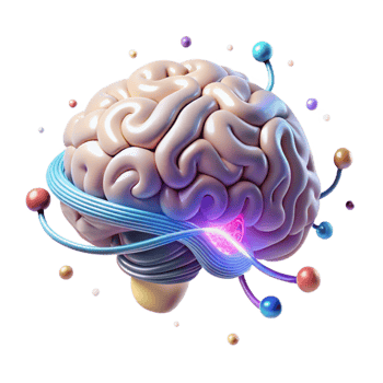 serene creative Glowing Brain with Electrical Impulses Transparent high resolution png