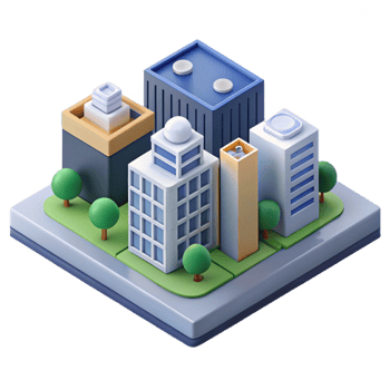 picturesque ethereal avant-garde Isometric city block, minimal design, clean lines, with Scalable Design. high resolution png