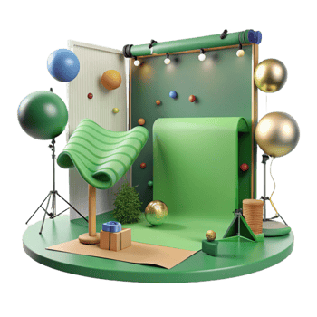 beautiful vintage Green Screen Studio Setup Isolated Element professional png