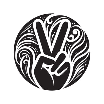 Victory Hand Outline Art vector