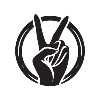 Victory Hand Sign Silhouette vector