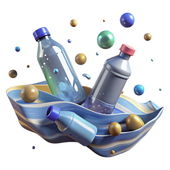 beautiful vintage Plastic Bottles Floating in Ocean Isolated png