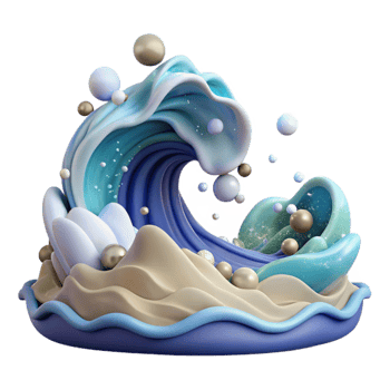 serene modern Ocean Waves Crashing on Shore Dynamic Angle Cutout png