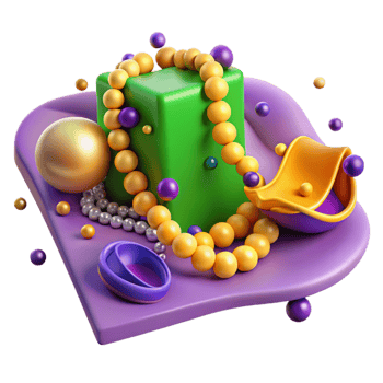serene creative Mardi Gras Beads Colorful Cutout Transparent Background original png