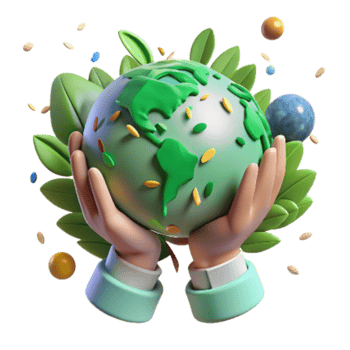 impressive classic Hands Holding Globe with Green Leaves Cutout authentic png
